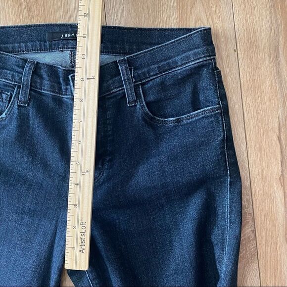 J Brand Atlantique Dark Wash Distressed Raw Hem Mid Rise Skinny Jeans Size 26 - Picture 8 of 9